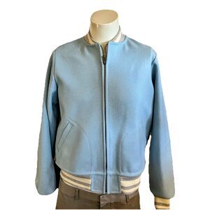 NEW Gloverall Bomber Jacket Women L Wool Blend Varsity Patel Blue